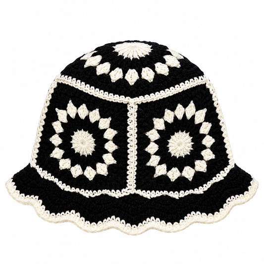 Black & White Crochet Bucket Hat